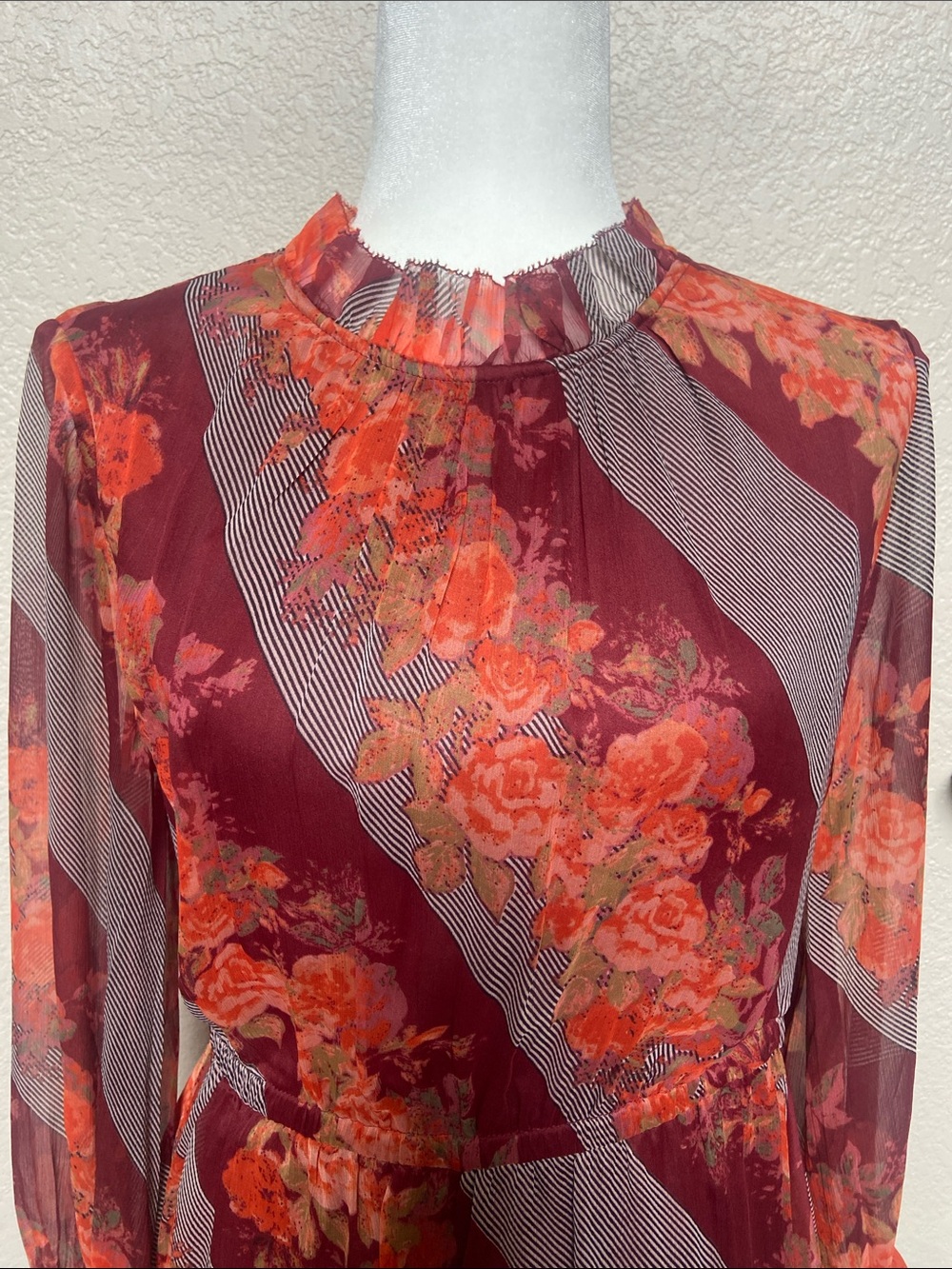 Floral Asymmetrical Dress with vibrant floral pattern, sz S, Soft Surroundings.
